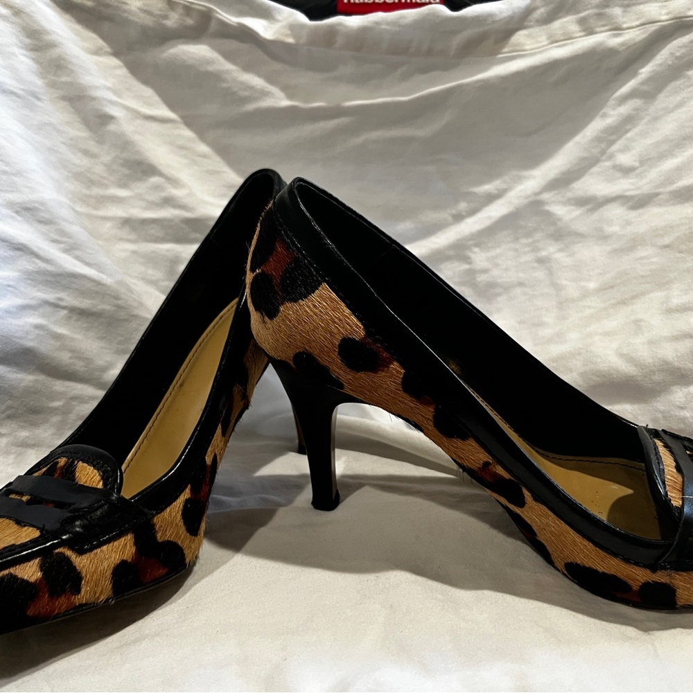 Zara Black and Brown Animal Print Heels